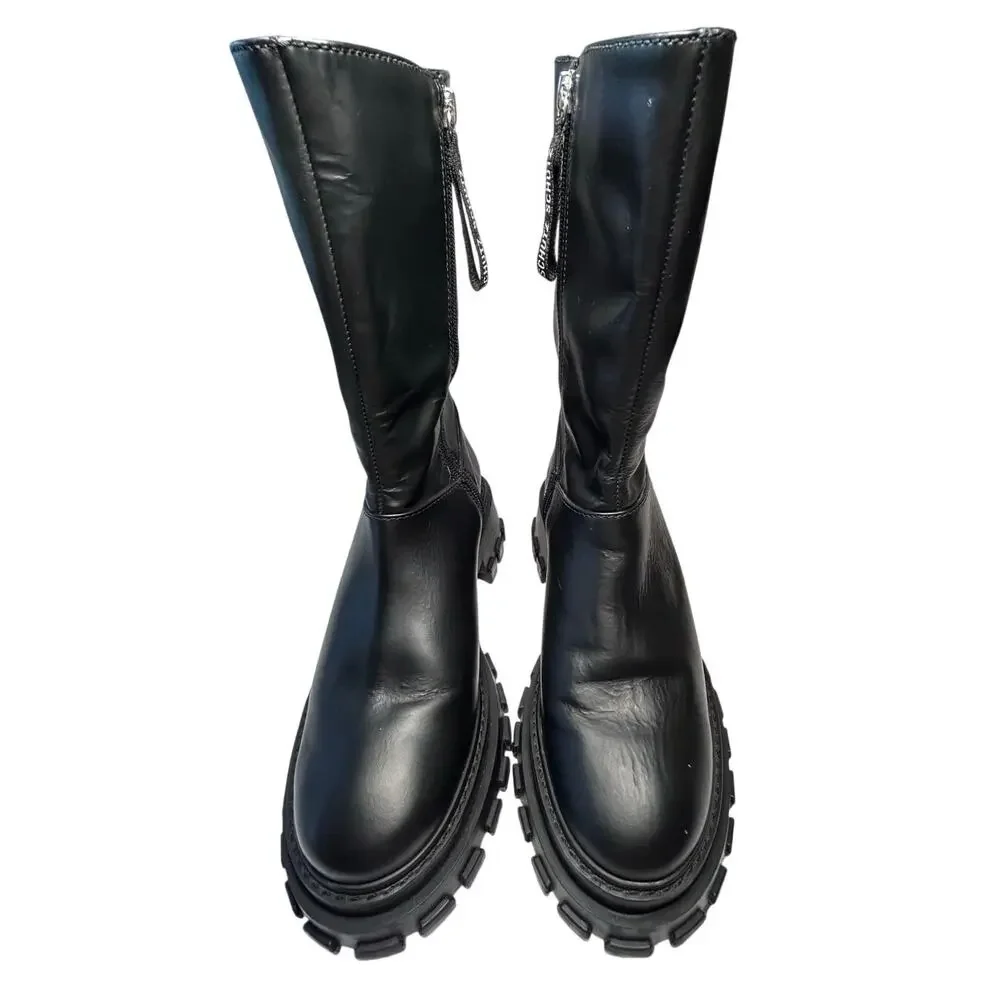 black mid calf dress boots Jude Cave Boot inch shaft from sole to top back edge (not including heel) Mid-calf Boot Anta